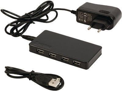 KONIG CSU2H7P200BL USB 2.0 HUB (7 Port) - fekete