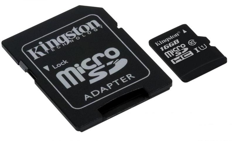 Kingston microSDHC 16GB Class 10 UHS-I SDC10G2/16GB adapterrel