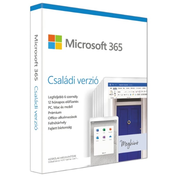 Microsoft 365 Family HUN (6 felhasználó, 1 éves előfizetés)