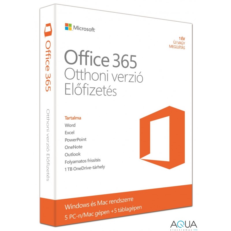 Microsoft Office 365 Otthoni verzió (5 eszköz, 1 év)